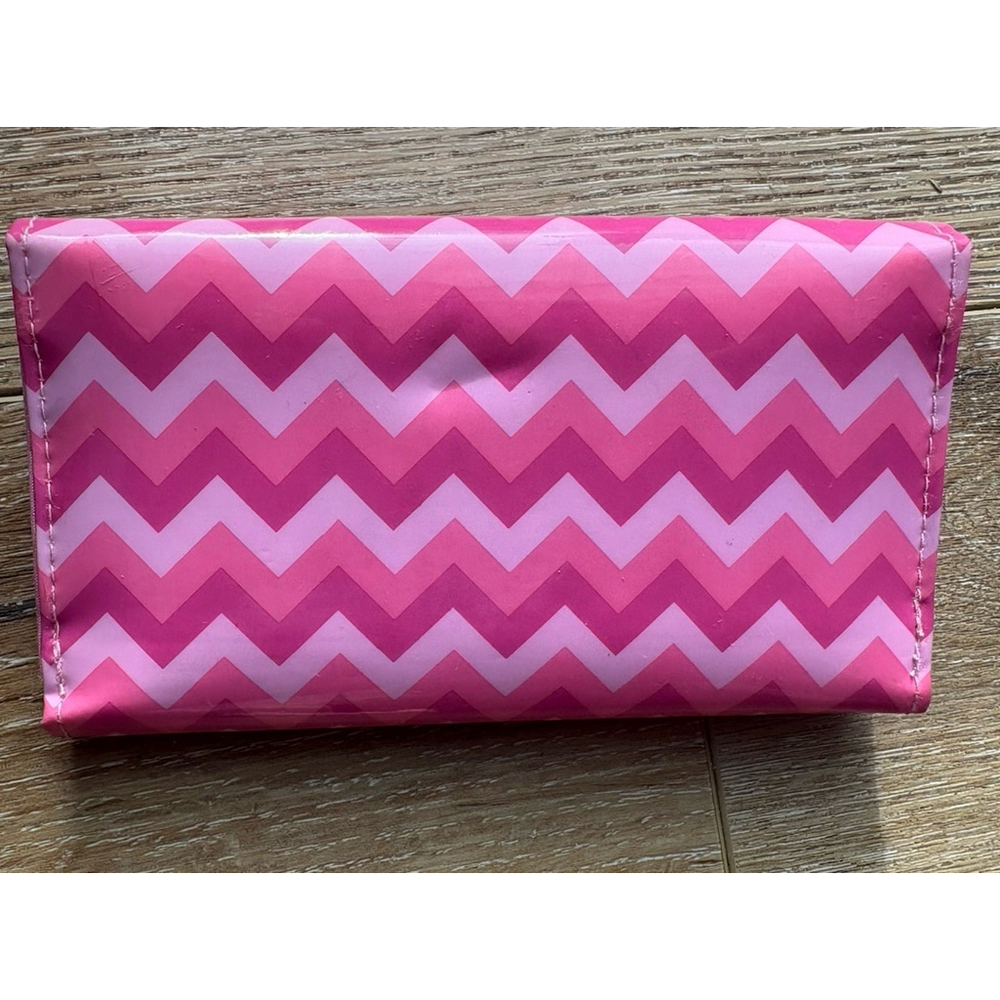 Claire's vinyl locket style silver heart charm bow bright pink wallet - Picture 3 of 12